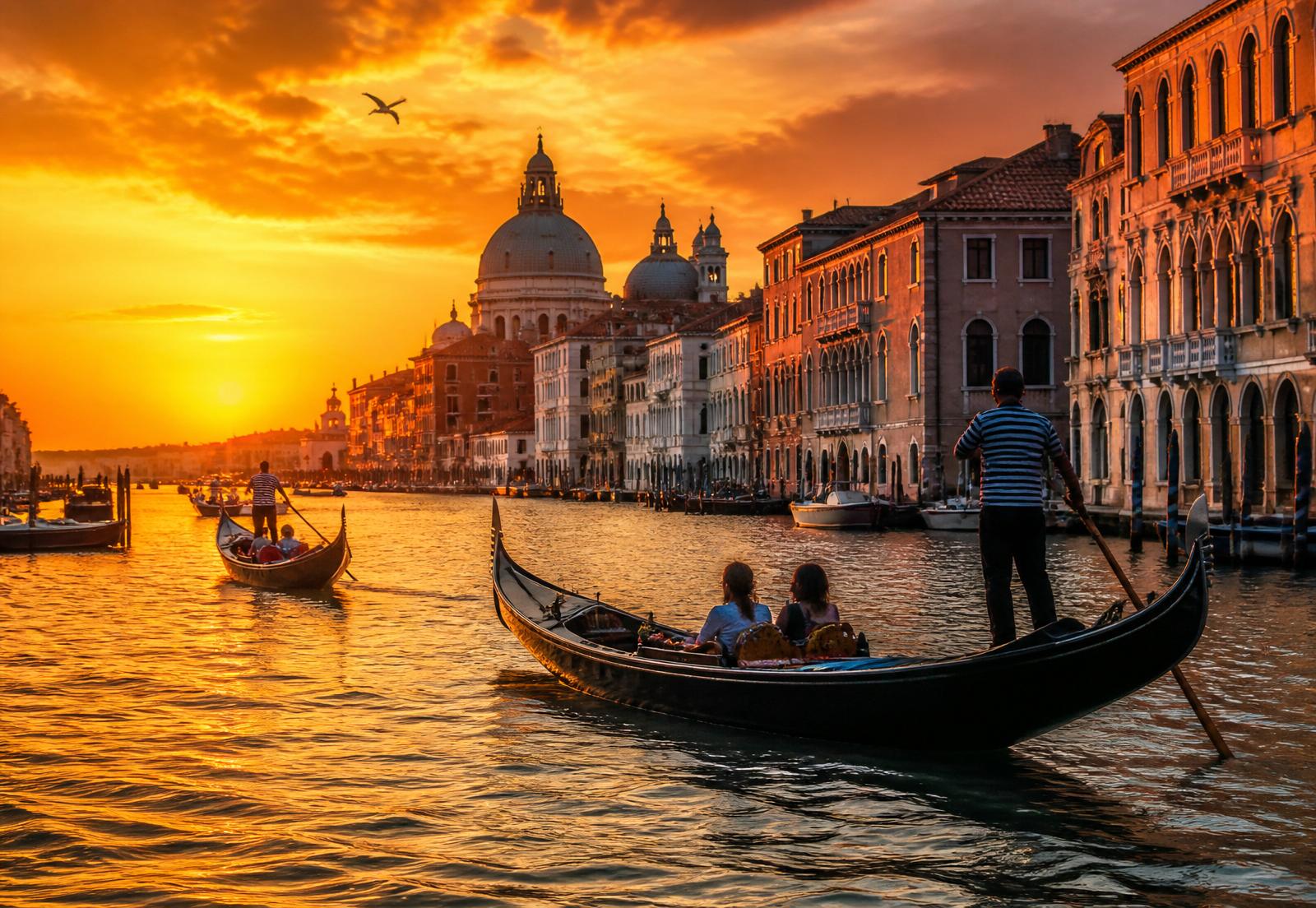 Elegant Venetian dining table by the canal